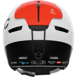 POC Obex BC Spin Helmet -Roxy Ski Store 10106 8043 ObexBCSpin Hydrogen White Fluorescent Orange AVIP rear