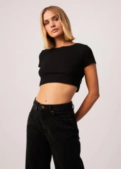Afends Abbie Hemp Ribbed Cropped T-Shirt