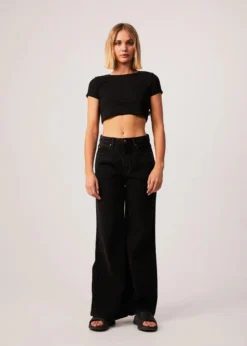Afends Abbie Hemp Ribbed Cropped T-Shirt 7 Afends Abbie Hemp Ribbed Cropped T-Shirt -Roxy Ski Store AfendsWomensAbbie HempRibbedCroppedT Shirt Black6211 600x b10f2431 6f2d 496b 82da 115a29d8b727