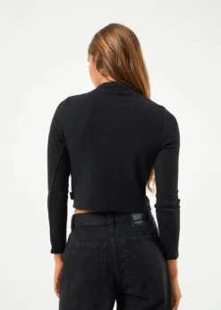 Afends Eliza Hemp Ribbed Long Sleeve Shirt - Black 7 Afends Eliza Hemp Ribbed Long Sleeve Shirt - Black -Roxy Ski Store AfendsWomensEliza HempRibbedLongSleeveShirt Black 0026