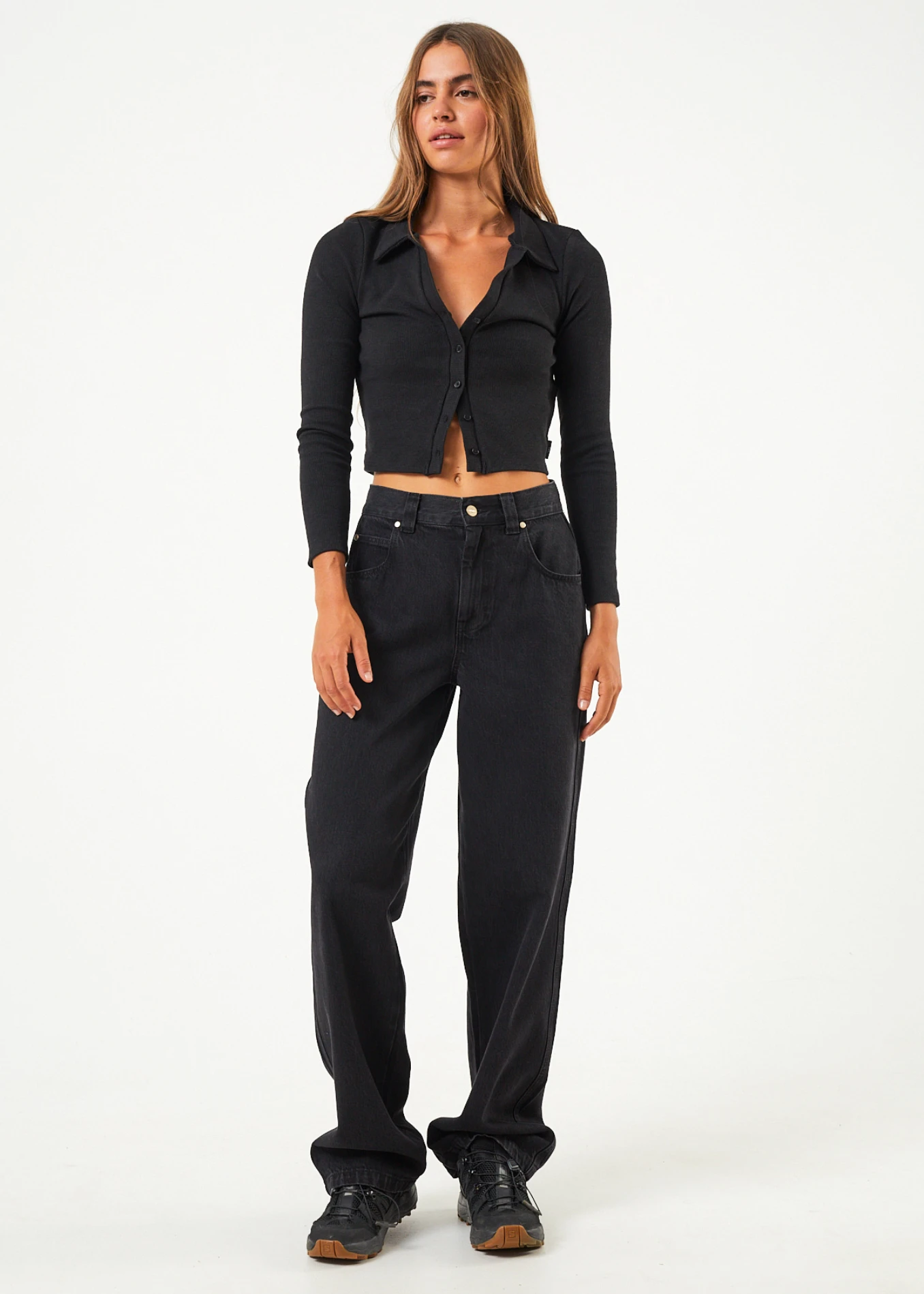 Afends Eliza Hemp Ribbed Long Sleeve Shirt - Black 5 Afends Eliza Hemp Ribbed Long Sleeve Shirt - Black - Image 5