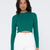 Rusty Charis Ribbed Crop Long Sleeve Knit Top