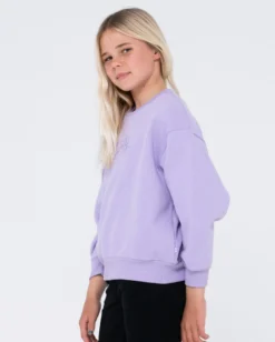 Rusty Script Oversize Crew Fleece Girls -Roxy Ski Store W23 FTG0011 LAV 3