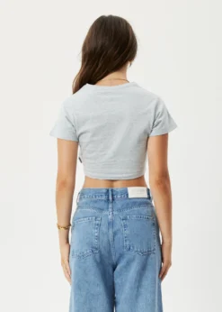 Afends Kala Recycled Cropped Baby T-Shirt - Shadow Grey Marle 9 Afends Kala Recycled Cropped Baby T-Shirt - Shadow Grey Marle -Roxy Ski Store W231008 SGM 04581