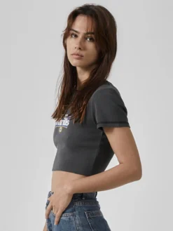 King Of Thrills Baby Crop Tee - Merch Black -Roxy Ski Store WTS22 117BM15