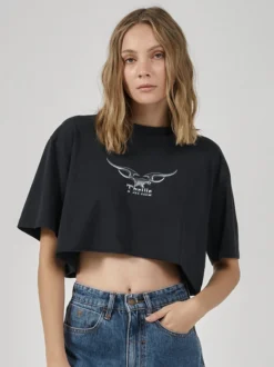 Iron Eagle Merch Super Crop Tee - Twilight Black