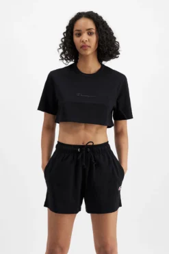 Champion Heritage Crop T-Shirt -Roxy Ski Store champion heritage crop t shirt black 1