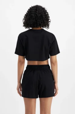 Champion Heritage Crop T-Shirt -Roxy Ski Store champion heritage crop t shirt black 3