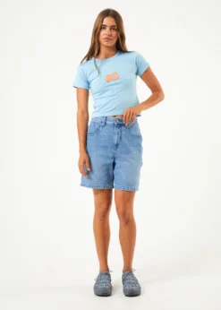 Afends Toosie - Recycled Baby T-Shirt - Sky Blue -Roxy Ski Store fullbody 25