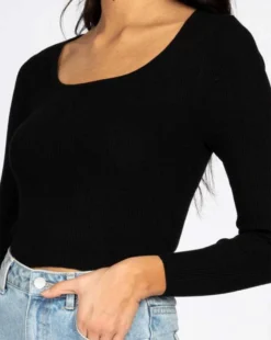 Rusty Charis Low Neckline Long Sleeve Knit Top -Roxy Ski Store rusty charis low neckline knit top black 4 1024x1024 624db090 cee6 4169 aff7 64b1a619bd94