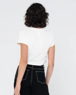 Rusty Slow Life Baby Fit Crop Tee -Roxy Ski Store rusty slow life baby fit crop tee white 3