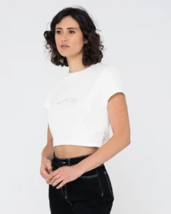 Rusty Slow Life Baby Fit Crop Tee -Roxy Ski Store rusty slow life baby fit crop tee white 4